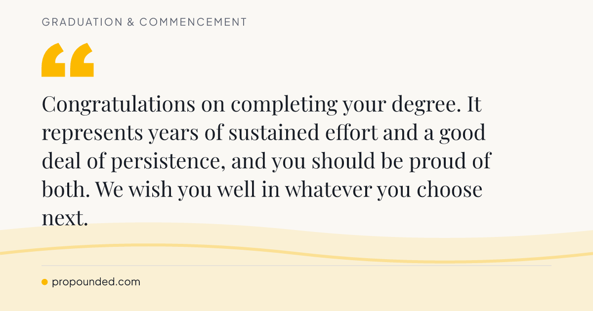 Graduation & Commencement card: A formal note marking a degree