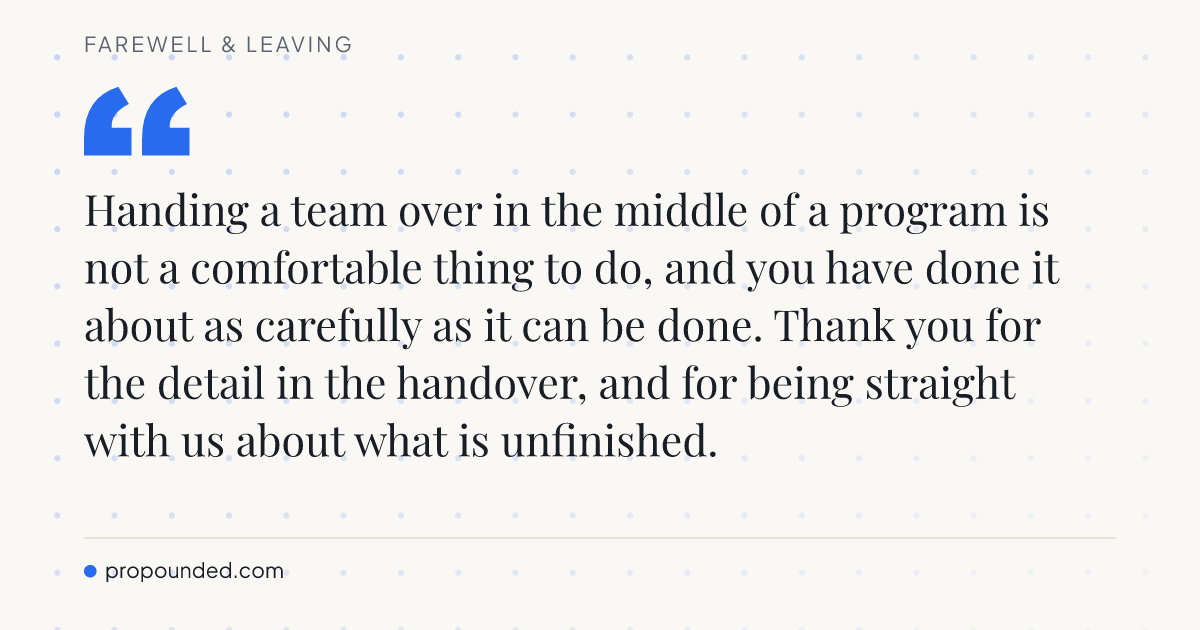 Farewell & Leaving card: A handover done carefully
