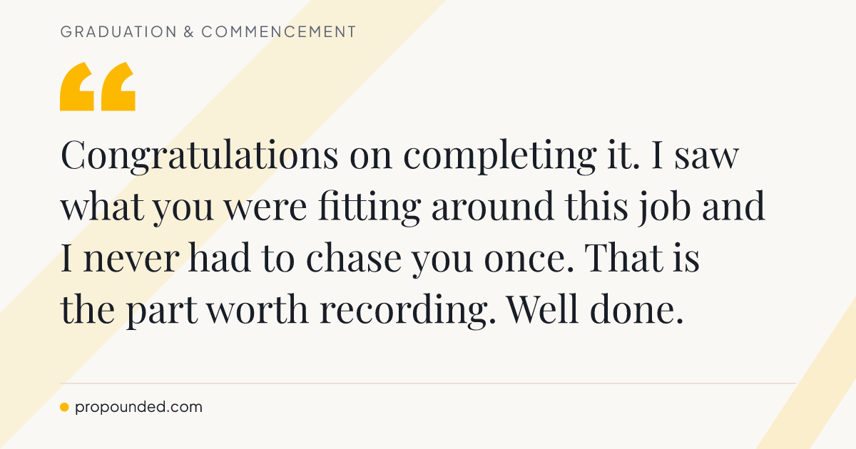 Graduation & Commencement card: A manager acknowledging study