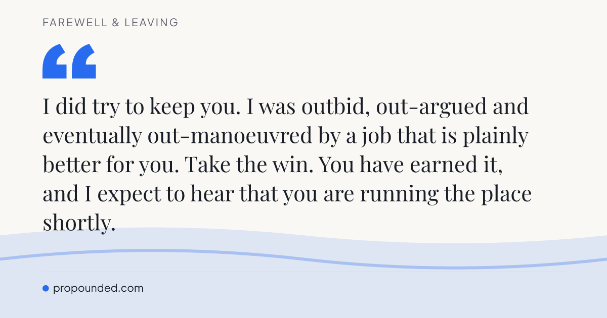 Farewell & Leaving card: A manager admitting defeat gracefully