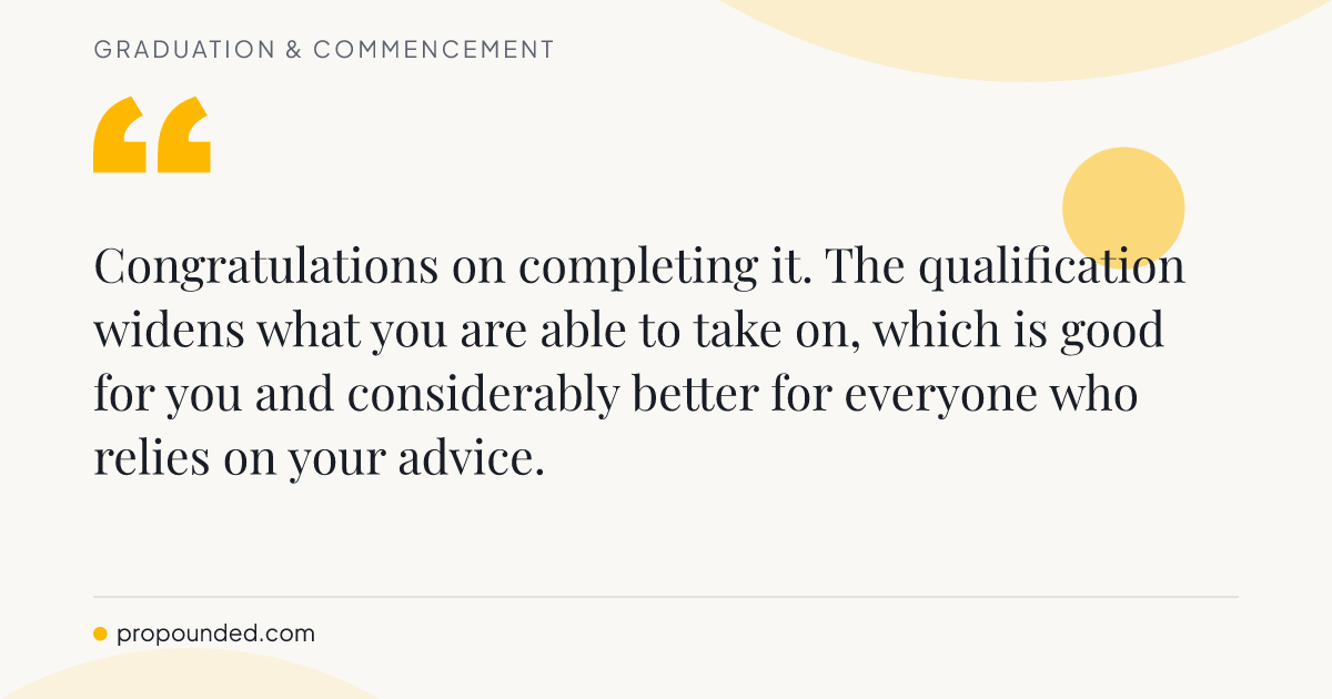Graduation & Commencement card: A qualification that changes the remit