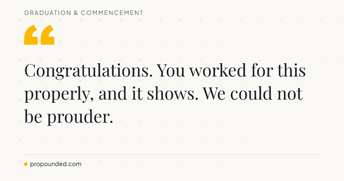 Graduation & Commencement card: A short line from a proud family