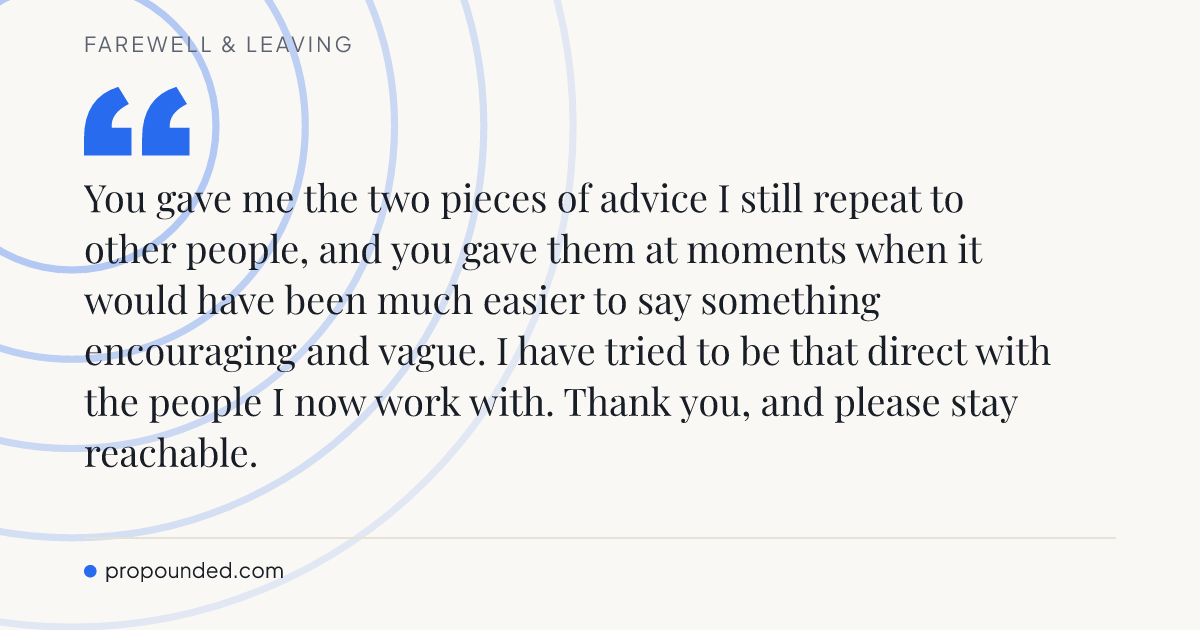 Farewell & Leaving card: Advice still being repeated