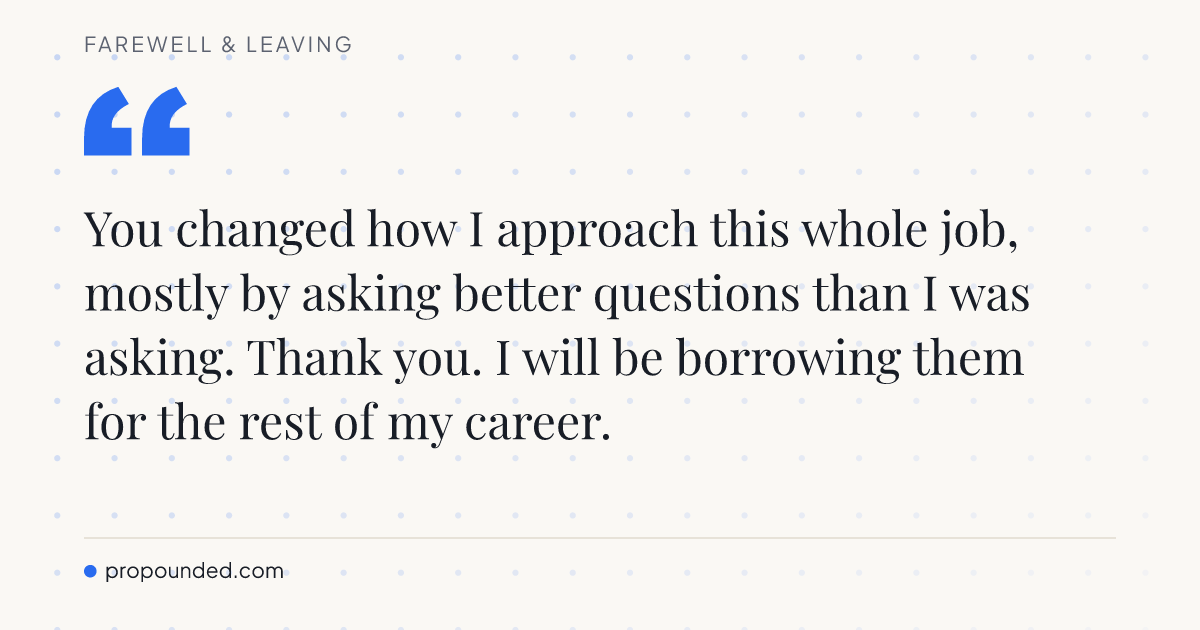 Farewell & Leaving card: Borrowing the questions