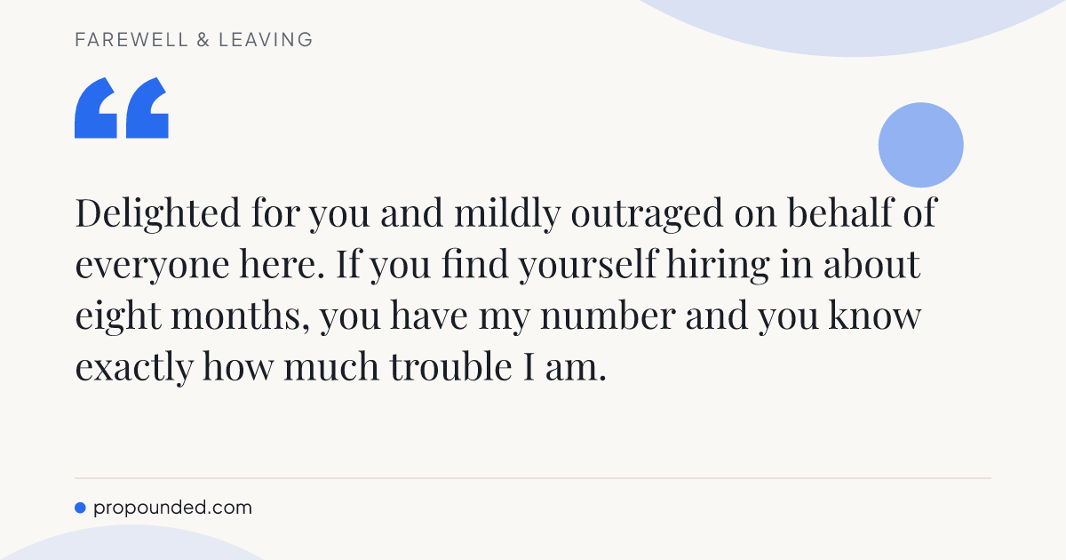 Farewell & Leaving card: Cheerful about the defection