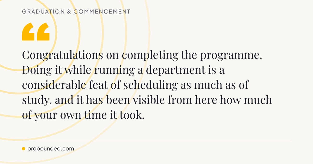 Graduation & Commencement card: Completed alongside running a team