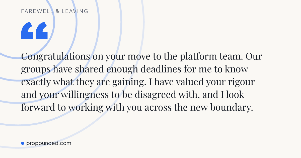 Farewell & Leaving card: Congratulating an internal move