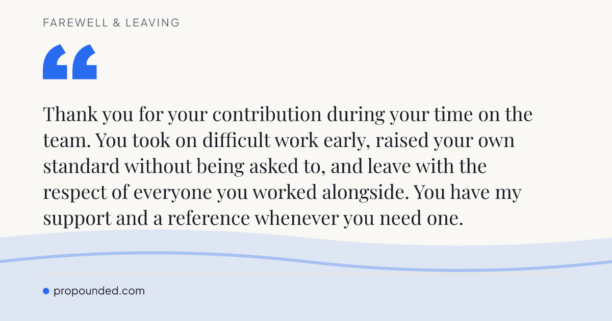Farewell & Leaving card: Formal acknowledgement from a manager