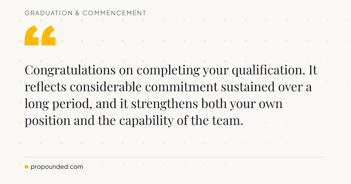 Graduation & Commencement card: Formal recognition of a qualification