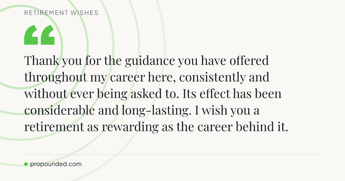 Retirement Wishes card: Formal thanks for years of guidance