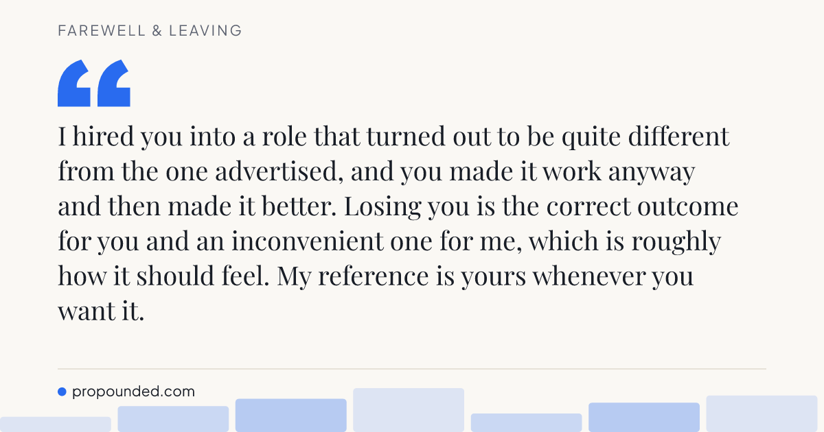 Farewell & Leaving card: Hired for one job, did a better one
