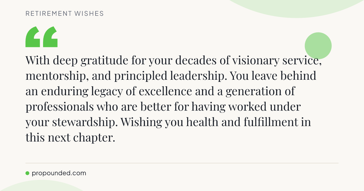Retirement Wishes card: Honoring decades of distinguished service