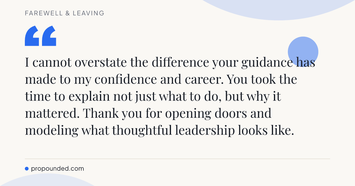 Farewell & Leaving card: Lasting impact on my career trajectory