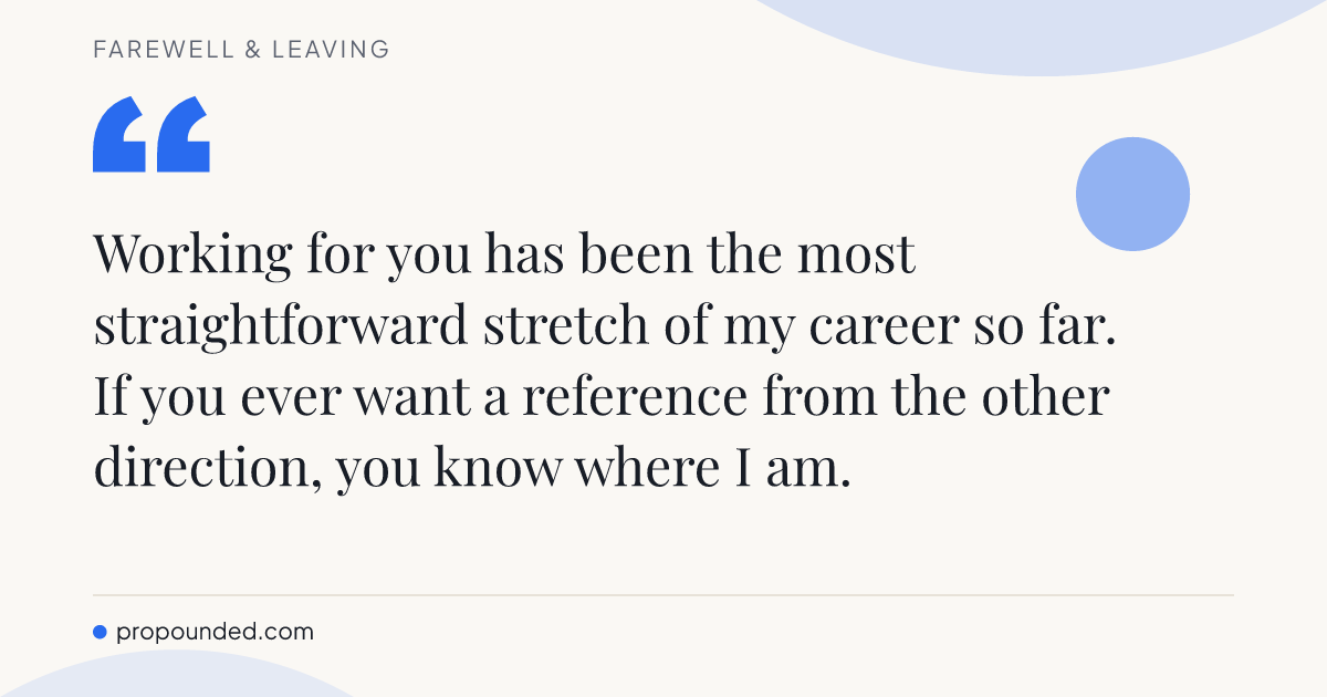 Farewell & Leaving card: Offering the reference back
