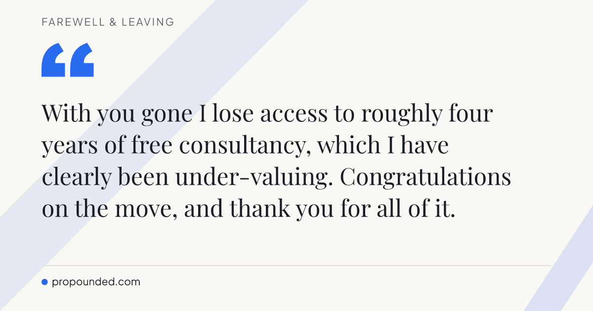 Farewell & Leaving card: On the free consultancy ending