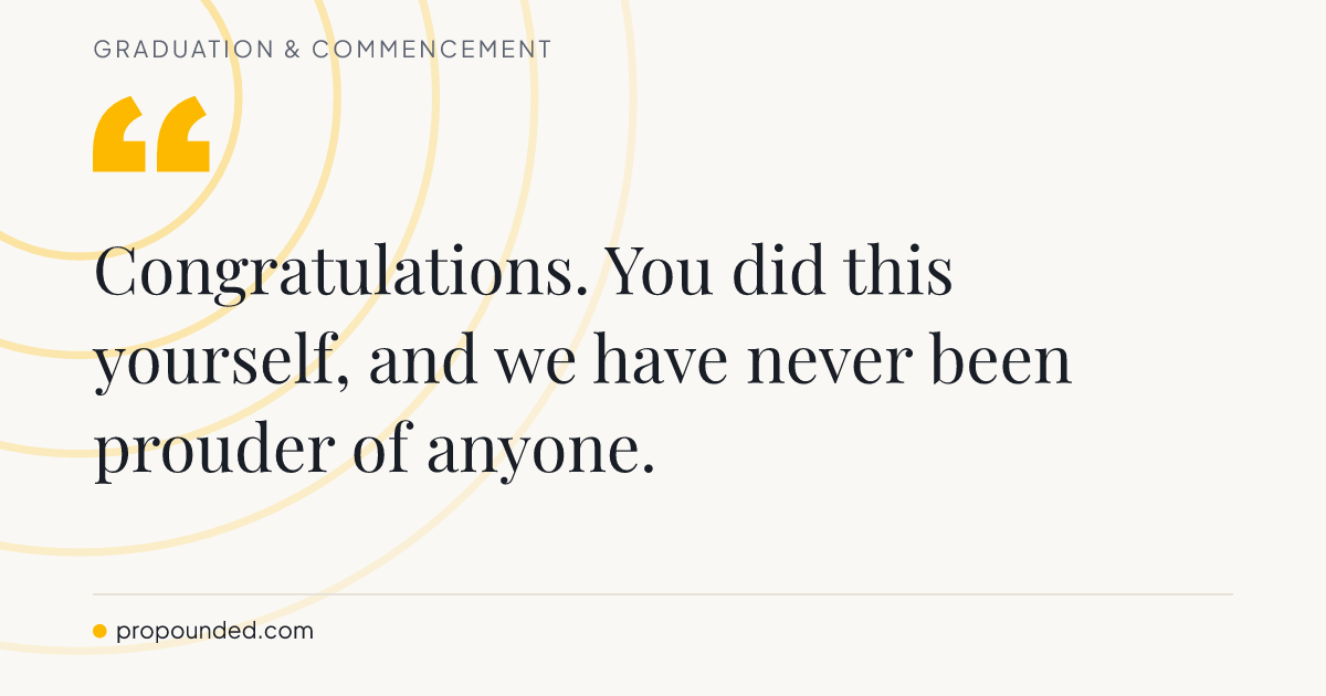 Graduation & Commencement card: Short line from a parent to a son