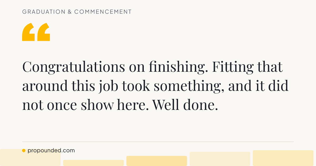 Graduation & Commencement card: Short note from a manager