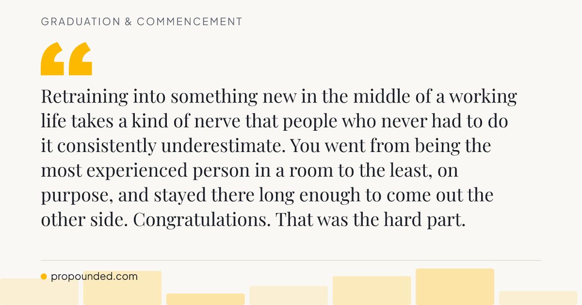 Graduation & Commencement card: Starting again in a new field