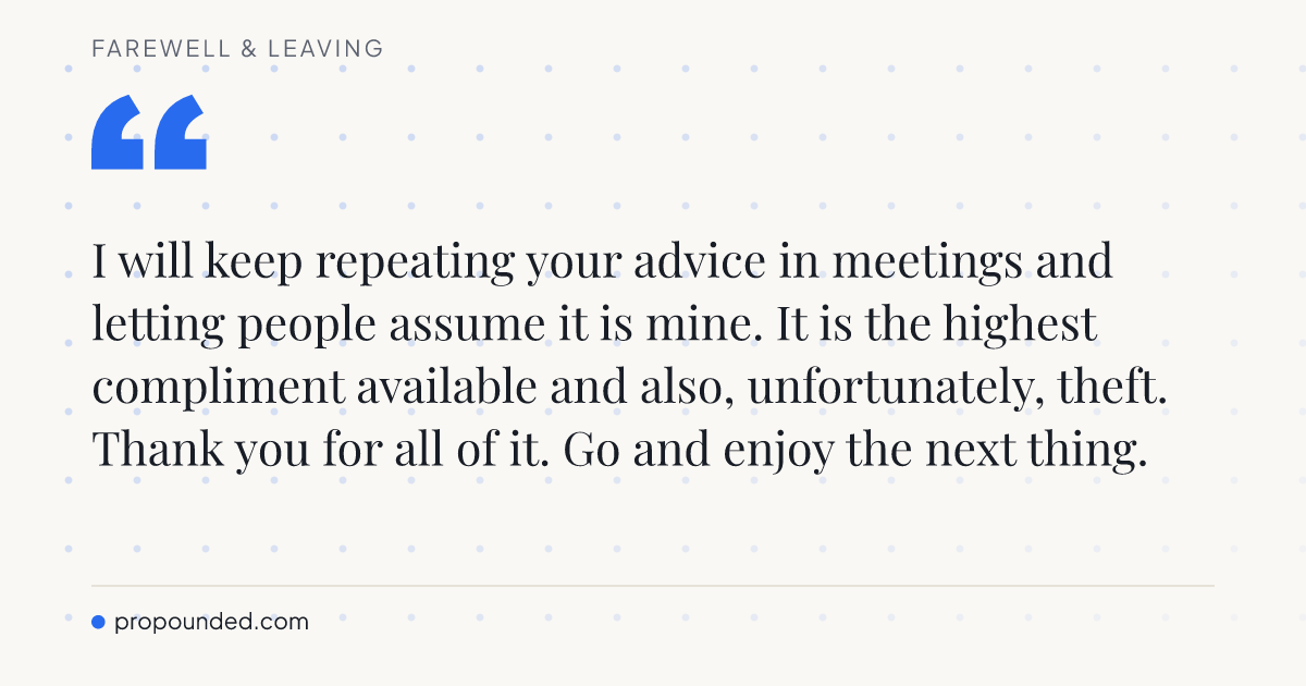 Farewell & Leaving card: Still quoting them in meetings