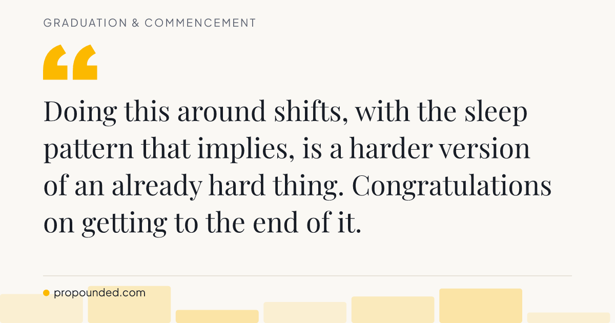 Graduation & Commencement card: Study while working shifts