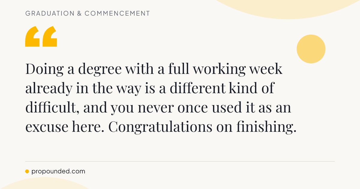 Graduation & Commencement card: Studying around a full-time job