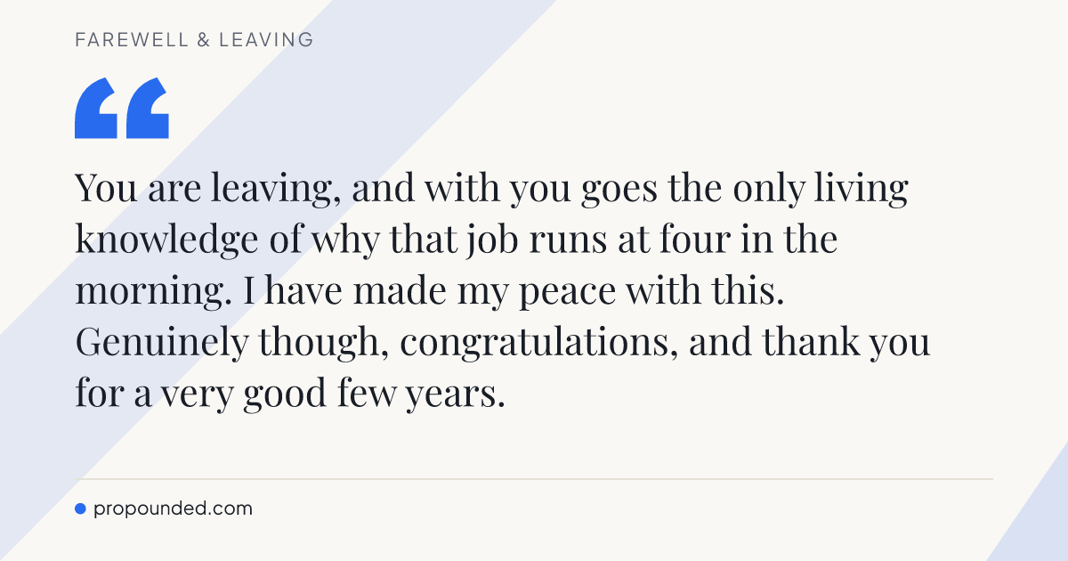 Farewell & Leaving card: Taking the undocumented knowledge with them