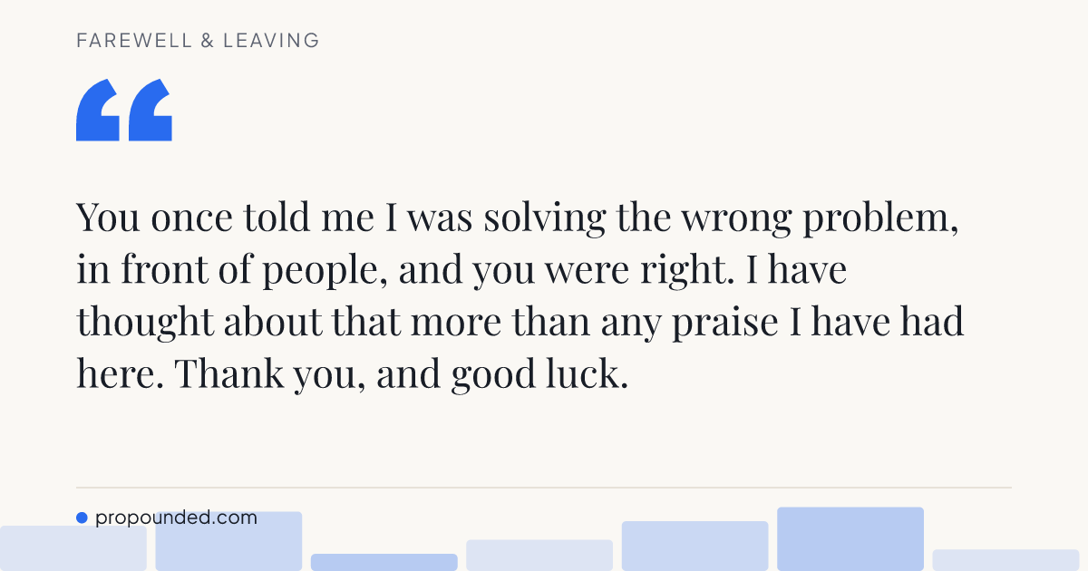 Farewell & Leaving card: The correction that stuck