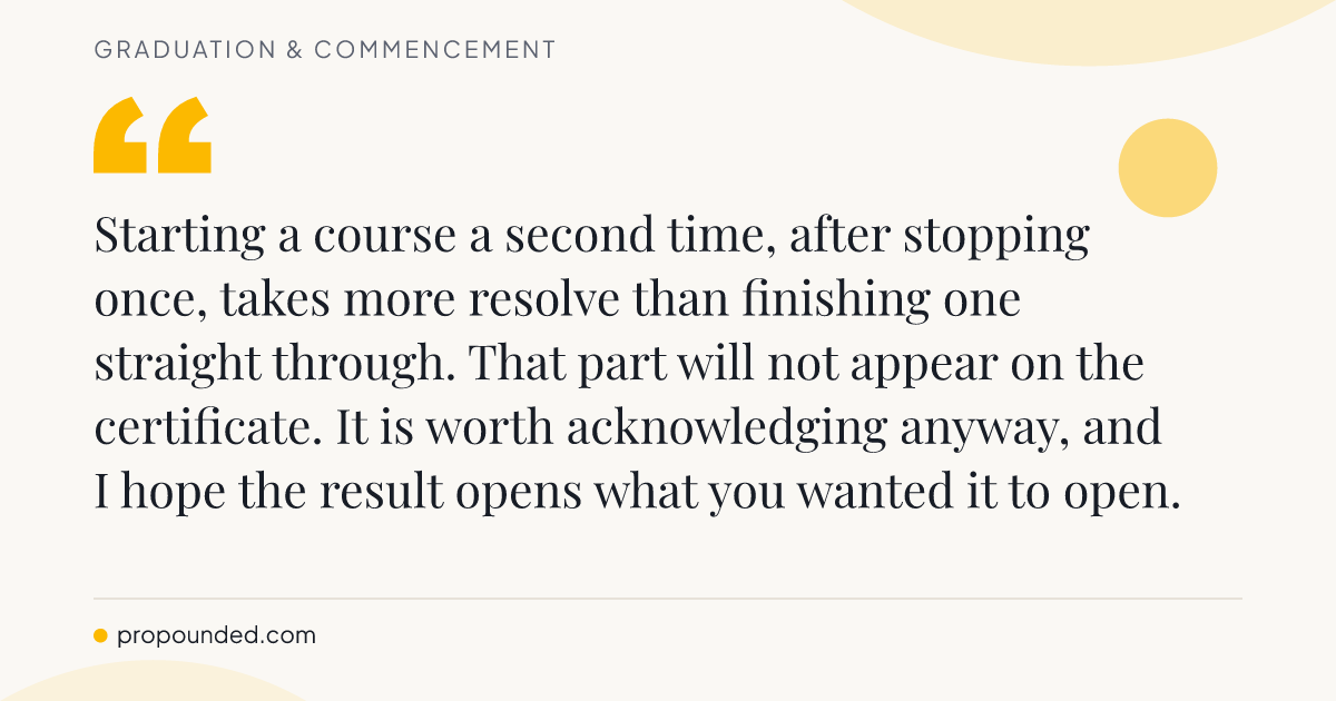 Graduation & Commencement card: The part not printed on the certificate