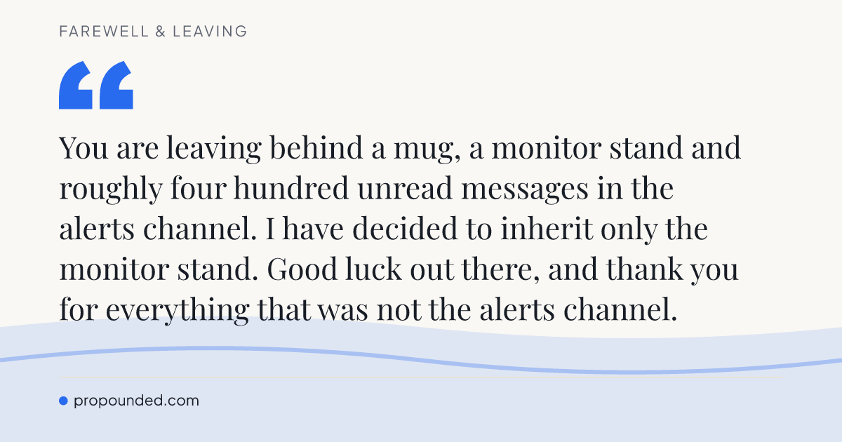 Farewell & Leaving card: The unclaimed inheritance