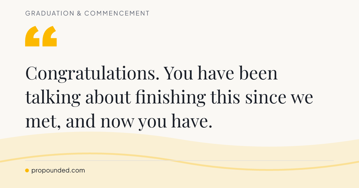 Graduation & Commencement card: Two lines on a shared card