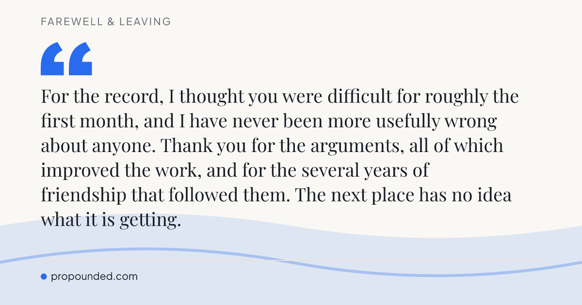 Farewell & Leaving card: Usefully wrong about someone