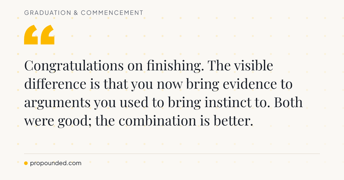 Graduation & Commencement card: What study changed at work