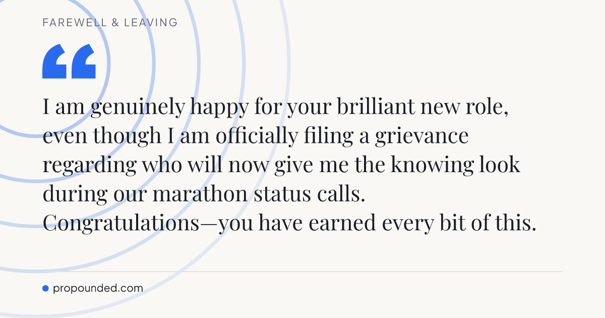 Farewell & Leaving card: Who will explain the meetings now?