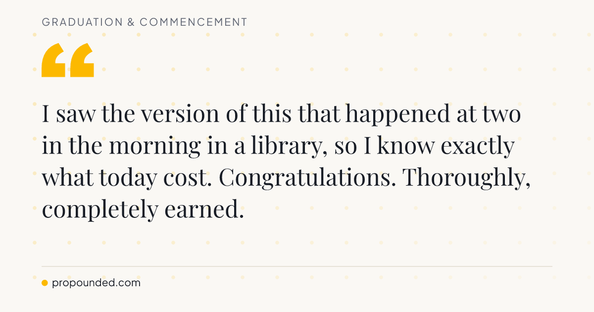 Graduation & Commencement card: Written by someone who was there